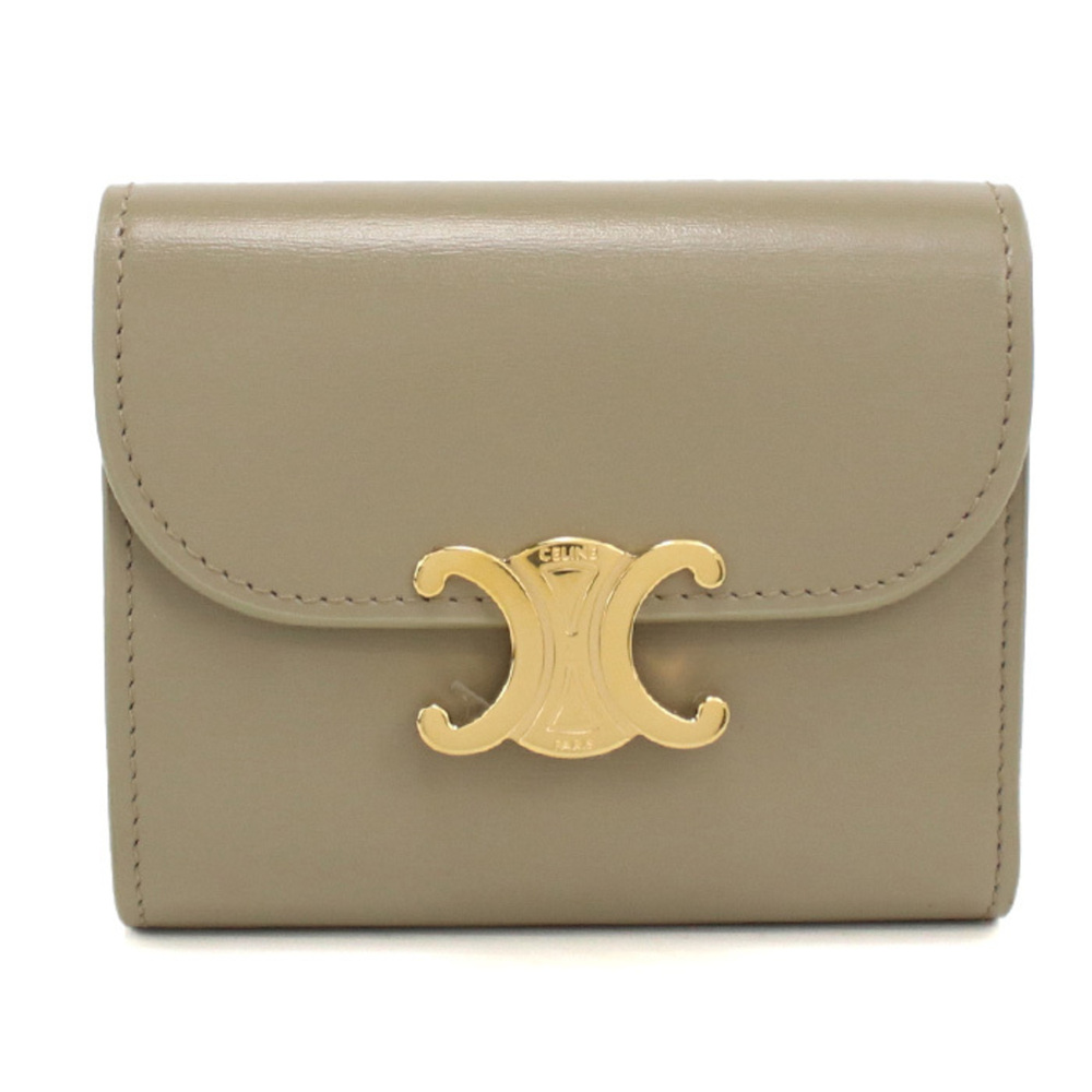 CELINE Celine Tri-fold Wallet 10D783DPV Small Flap Triomphe Women's Beige